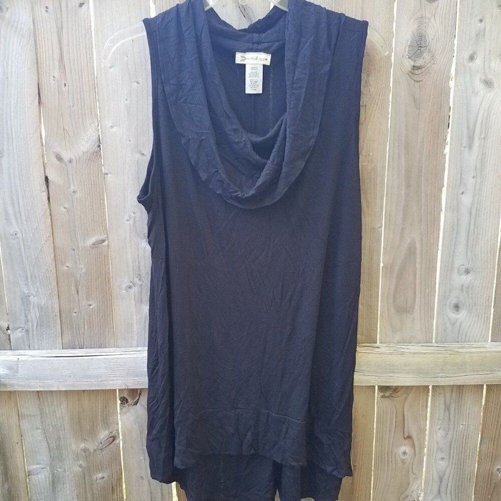 Women's Ribbed Sweater Large Sleeveless Cowl Neck Black NWOT